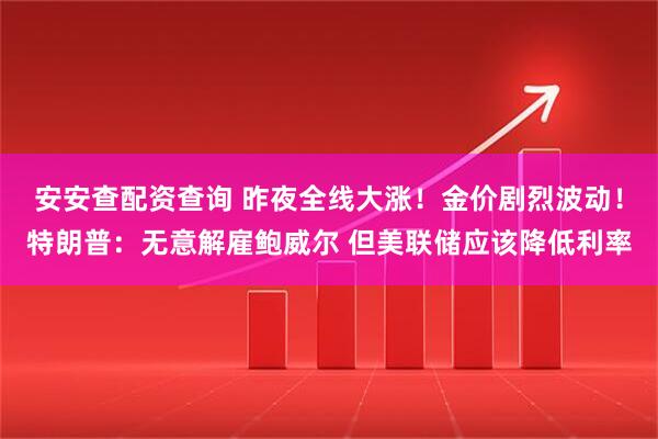 安安查配资查询 昨夜全线大涨！金价剧烈波动！特朗普：无意解雇鲍威尔 但美联储应该降低利率