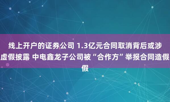 线上开户的证券公司 1.3亿元合同取消背后或涉虚假披露 中电鑫龙子公司被“合作方”举报合同造假